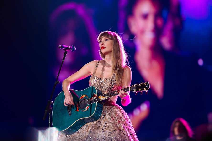 A cantora Taylor Swift em show no Allianz Parque, em São Paulo