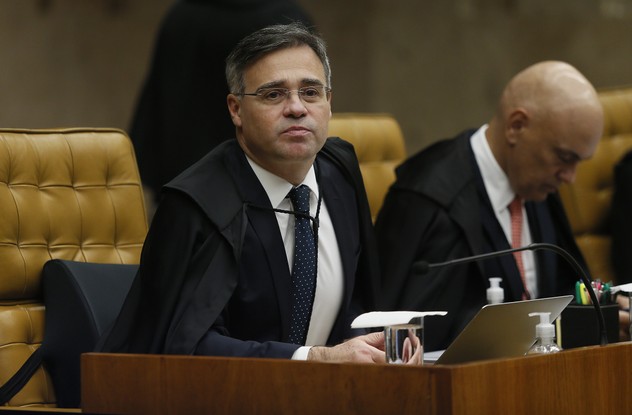 O ministro André Mendonça, durante sessão do STF