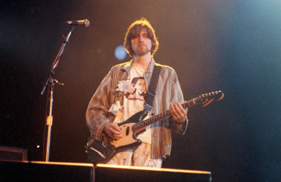 Kurt Cobain durante show no Hollywood Rock, no Rio, em 1993 — Foto: Márcia Foletto/Agência O GLOBO