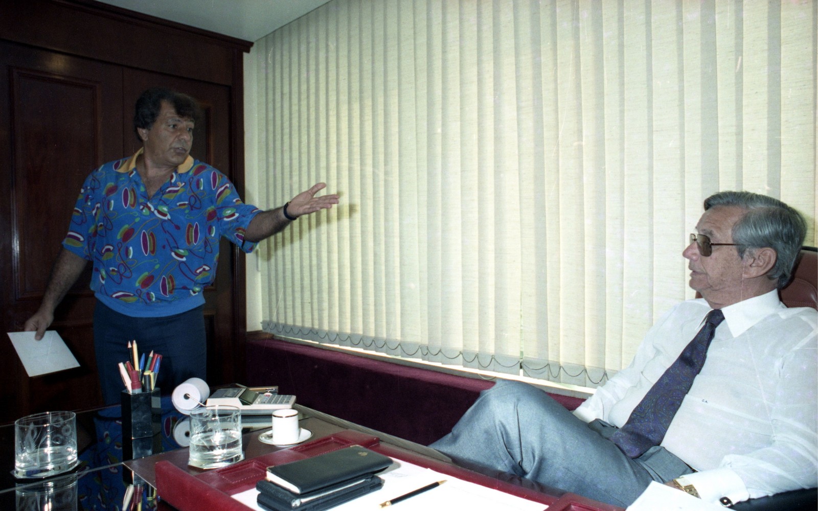 Os bicheiros Castor de Andrade e Ailton Guimarães Jorge (Capitão Guimarães), em 1991 — Foto: Erik Barros Pinto / Agência O Globo