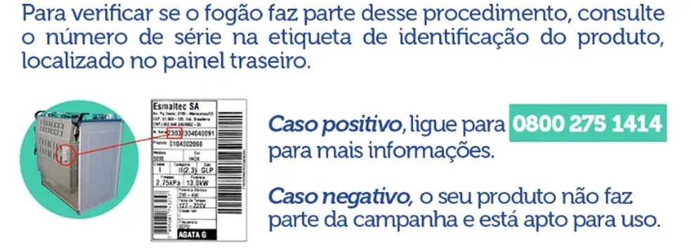 Esmaltec: convocação de recall é para alguns modelos de fogões de cinco e seis bocas  — Foto: Reprodução