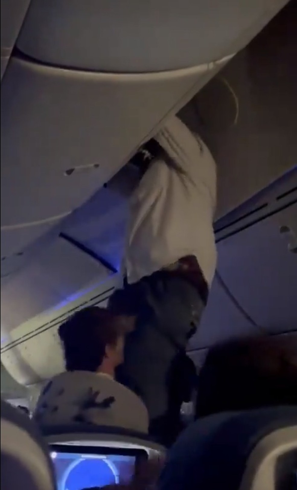 Resgate do passageiro no teto da aeronave — Foto: Reprodução
