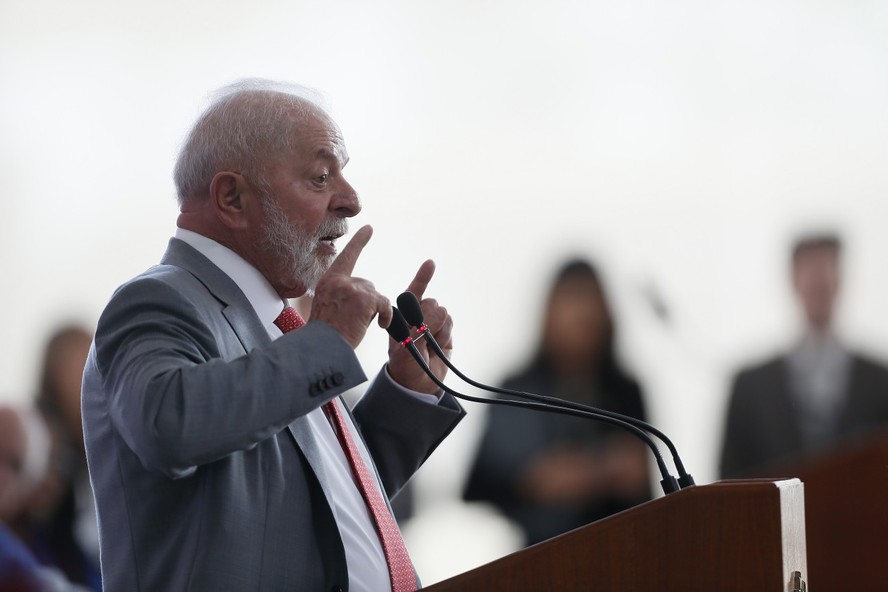 O presidente Lula em evento no Palácio do Planalto