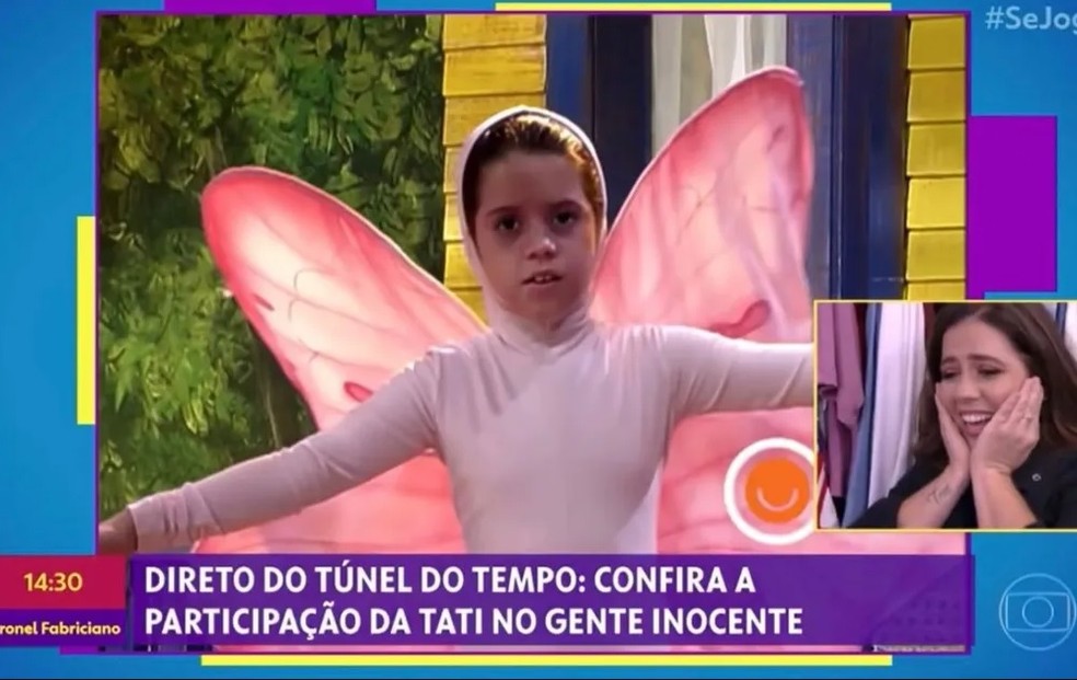 Tati Machado relembra infância como dançarina do programa 'Gente inocente' — Foto: Reprodução/TV Globo