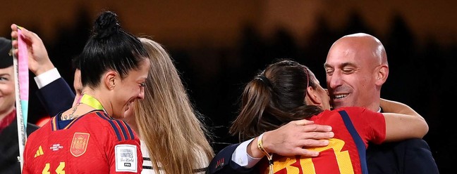 Luis Rubiales, presidente da Federação Espanhola de Futebol durante premiação na final da Copa do Mundo Feminina de Futebol 2023. — Foto: FRANCK FIFE / AFP