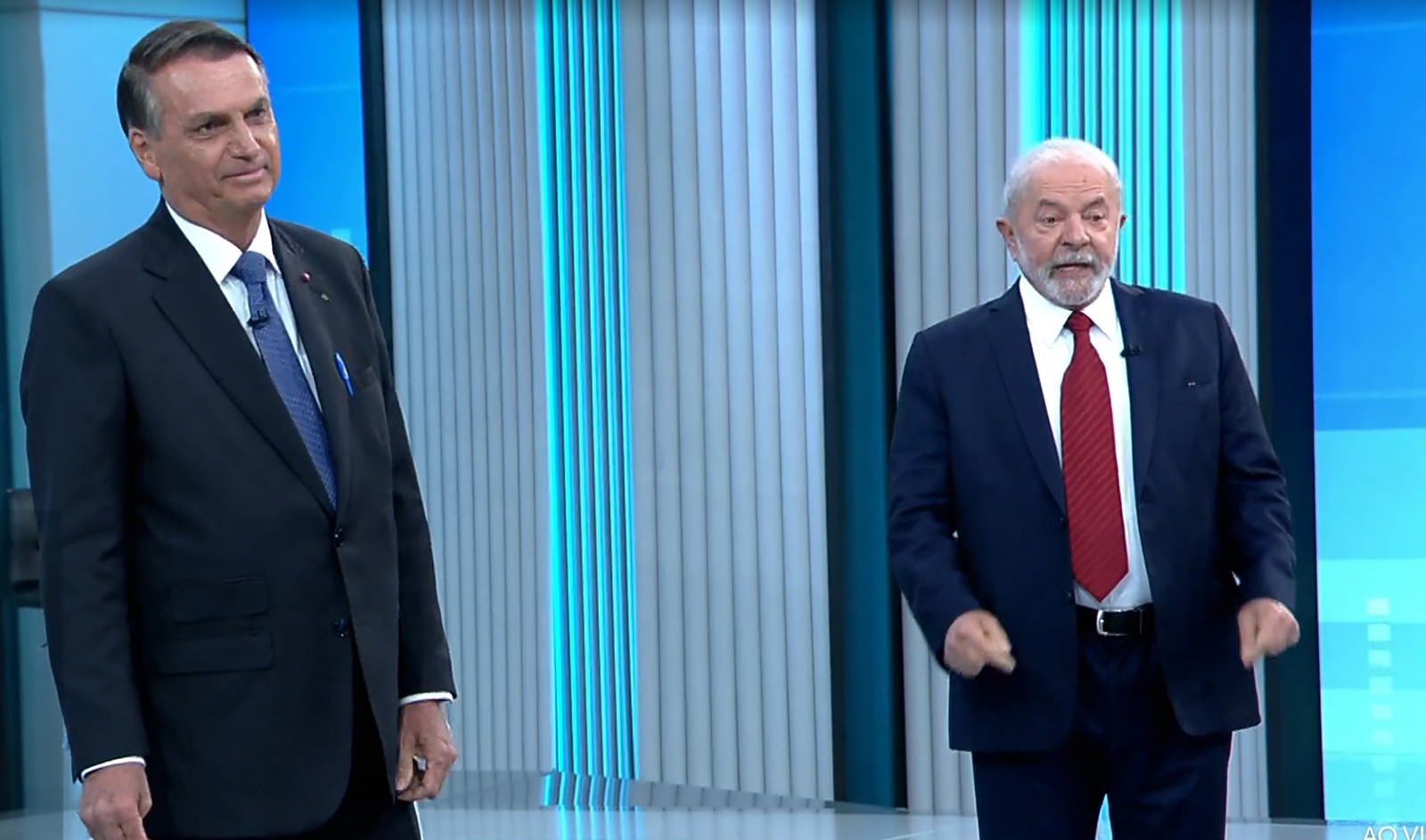 Debate presidencial na TV Globo. Bolsonaro e Lula se enfrentam antes da eleição no domingo. — Foto: Reprodução
