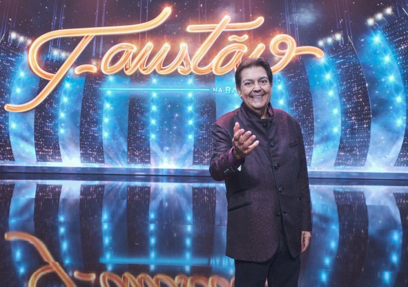 O apresentador, na estreia, em janeiro de 2022, de seu programa "Faustão na Band", após deixar a TV Globo