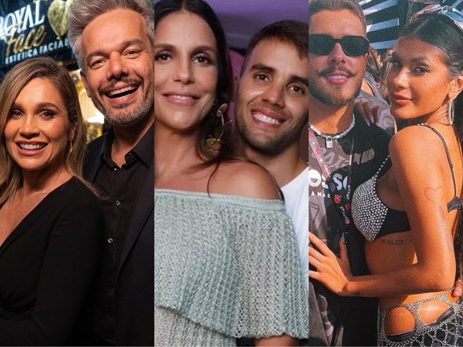 Flávia Alessandra e Otaviano Costa; Ivete Sangalo e Daniel Cady; e Pocah e Ronan Souza são alguns dos casais de longa data que optaram por não usar alianças — Foto: Reprodução/Instagram