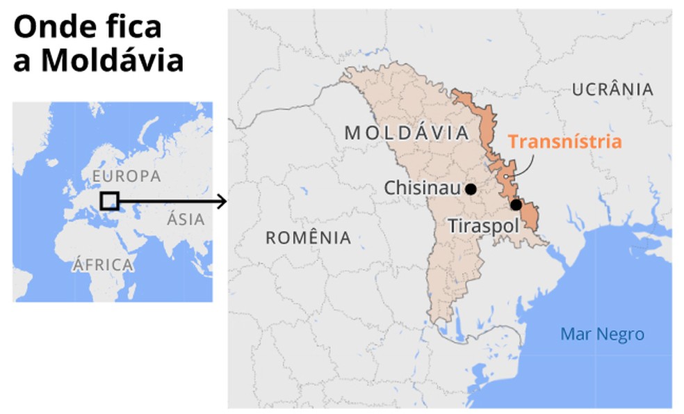 Mapa da Transnístria, região separatista da Moldávia — Foto: Editoria de Arte