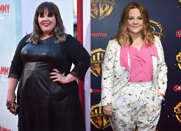 Antes e depois da atriz Melissa McCarthy, das séries "Gilmore girls" e "Mike & Molly", após perder 35kg — Foto: Foto: Getty Images