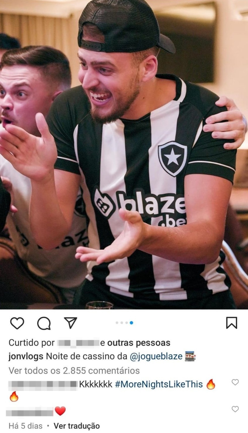 Jon Vlogs divulgou casa de apostas em seu perfil no Instagram no último dia 13 de dezembro — Foto: Reprodução