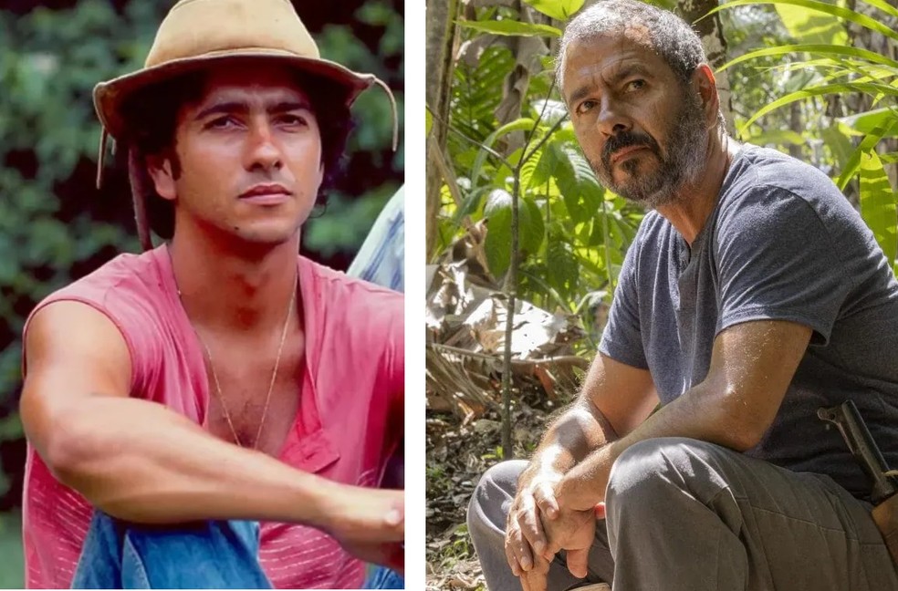 Dose dupla de 'Renascer': Marcos Palmeira como João Pedro, em 1993, e como José Inocêncio, em 2024 — Foto: TV Globo