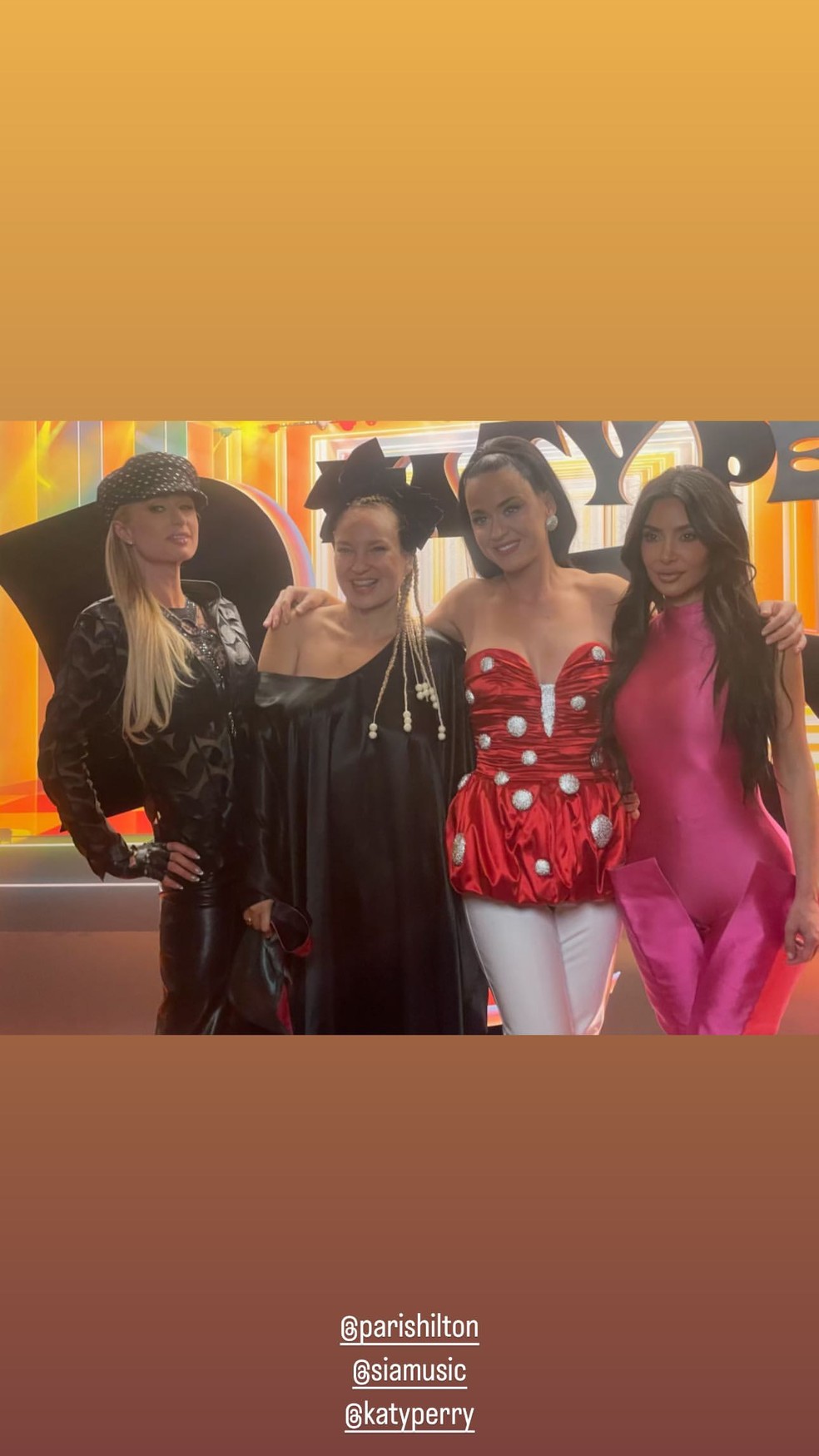 Paris Hilton, Sia, Katy Perry e Kim Kardashian em Las Vegas — Foto: Reprodução / Instagram