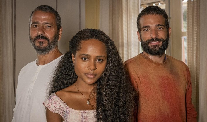 Marcos Palmeira, Duda Santos e Humberto Carrão têm papéis centrais na novela 'Renascer' (Globo, 2024)