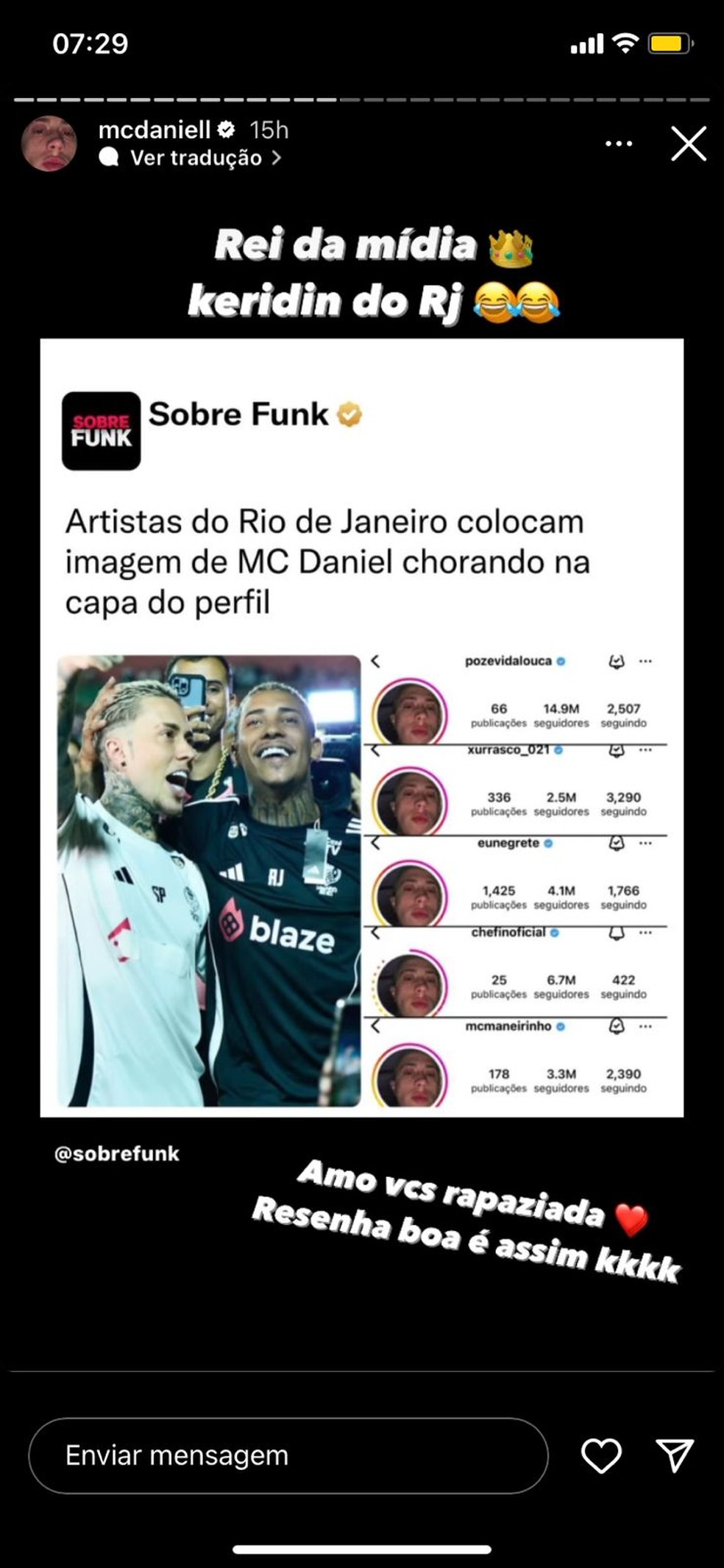 Post de MC Daniel — Foto: Reprodução/Instagram