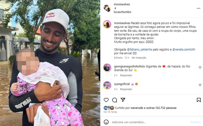 Esposa de Lucas Chumbo se emociona com resgate de bebê pelo marido