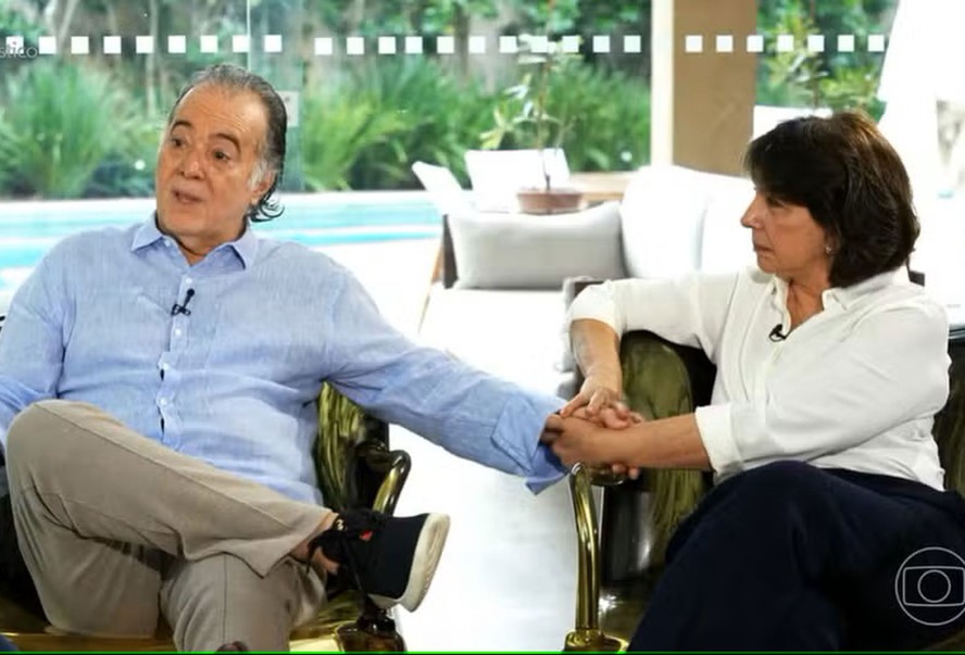 Tony Ramos e sua esposa, Lidiane Barbosa, em entrevista ao 'Fantástico'