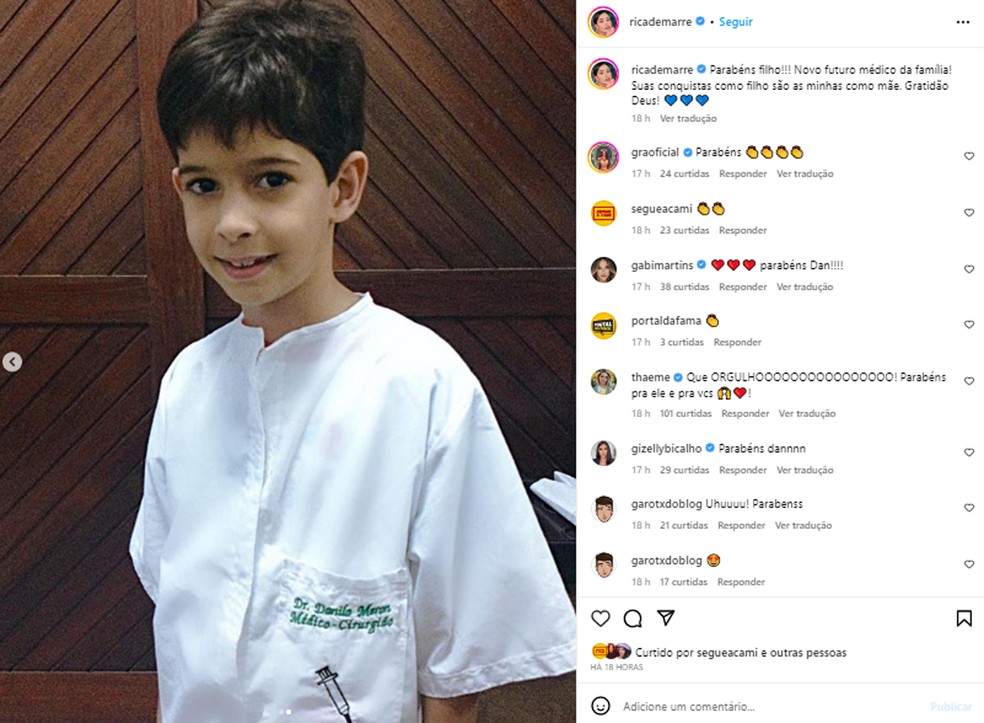 Publicação de Rica de Marré — Foto: Instagram