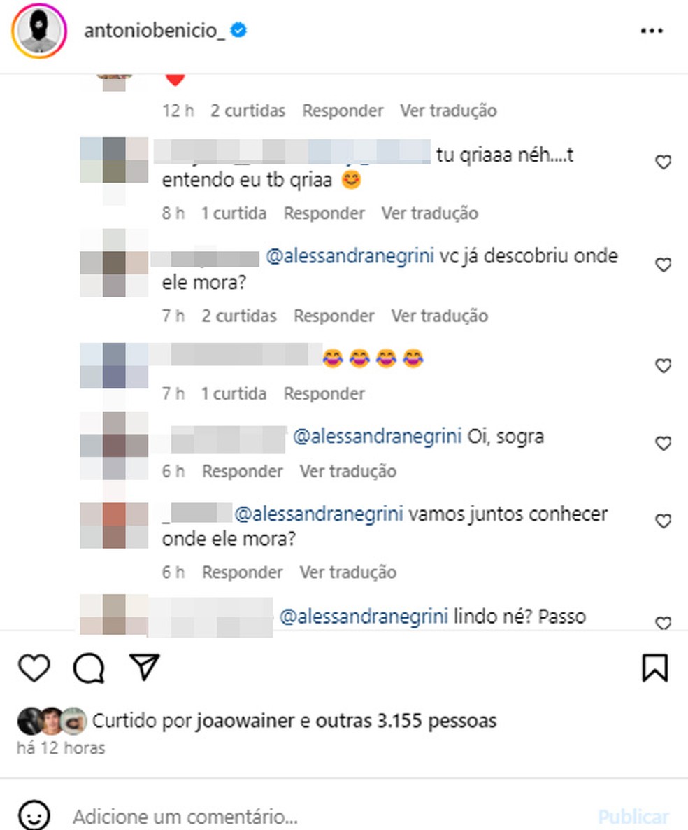 Web alfineta Alessnadra Negrini em post do filho, Antonio Benicio — Foto: Reprodução/Instagram