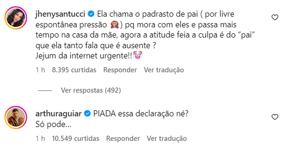 Jheny Santucci se pronuncia sobre polêmica — Foto: Reprodução/Instagram