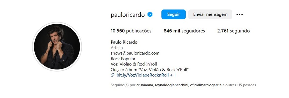 Número de seguidores de Paulo Ricardo depois da polêmica — Foto: Reprodução/Instagram