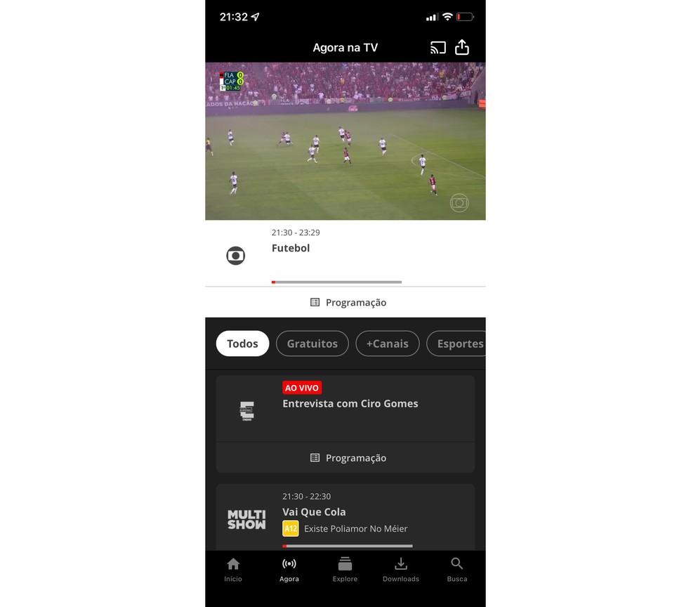 Saiba como ver futebol ao vivo no Globoplay pelo celular — Foto: Reprodução/Rodrigo Fernandes