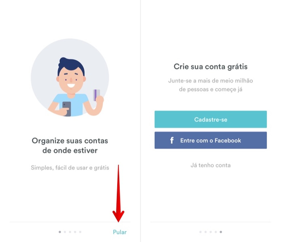 Faça a configuração inicial do app Organizze para iPhone — Foto: Reprodução/Helito Beggiora