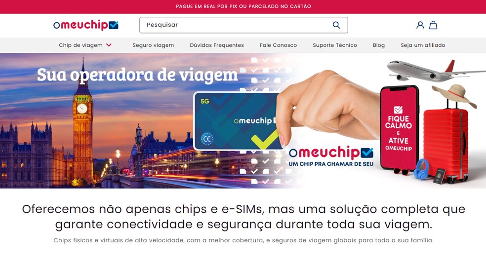 Página inicial do site O Meu Chip — Foto: Reprodução/João Marcelo Rodrigues