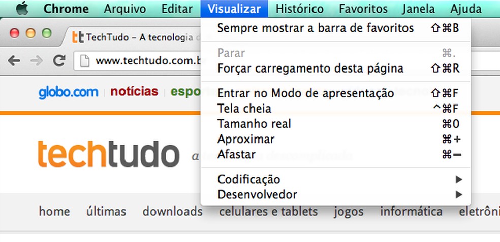 Chrome em português (Foto: Reprodução/Helito Bijora) — Foto: TechTudo