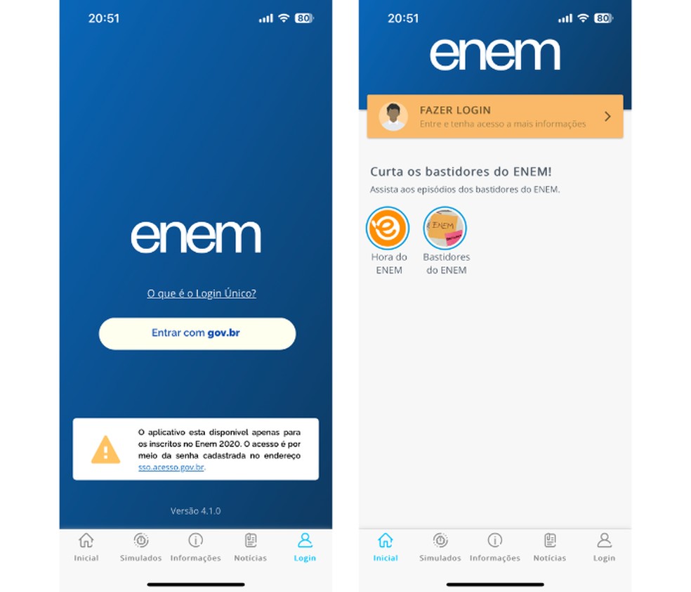 App do Enem permite consultar provas anteriores nas áreas de linguagens e exatas — Foto: Reprodução/Mariana Tralback