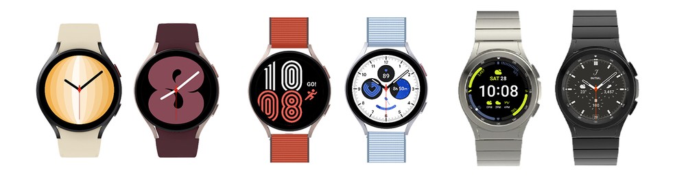 Diversas opções de cores e modelos do Galaxy Watch 4 — Foto: Divulgação/Samsung