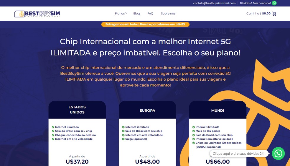 Página inicial do site Best Buy SIM — Foto: Reprodução/João Marcelo Rodrigues