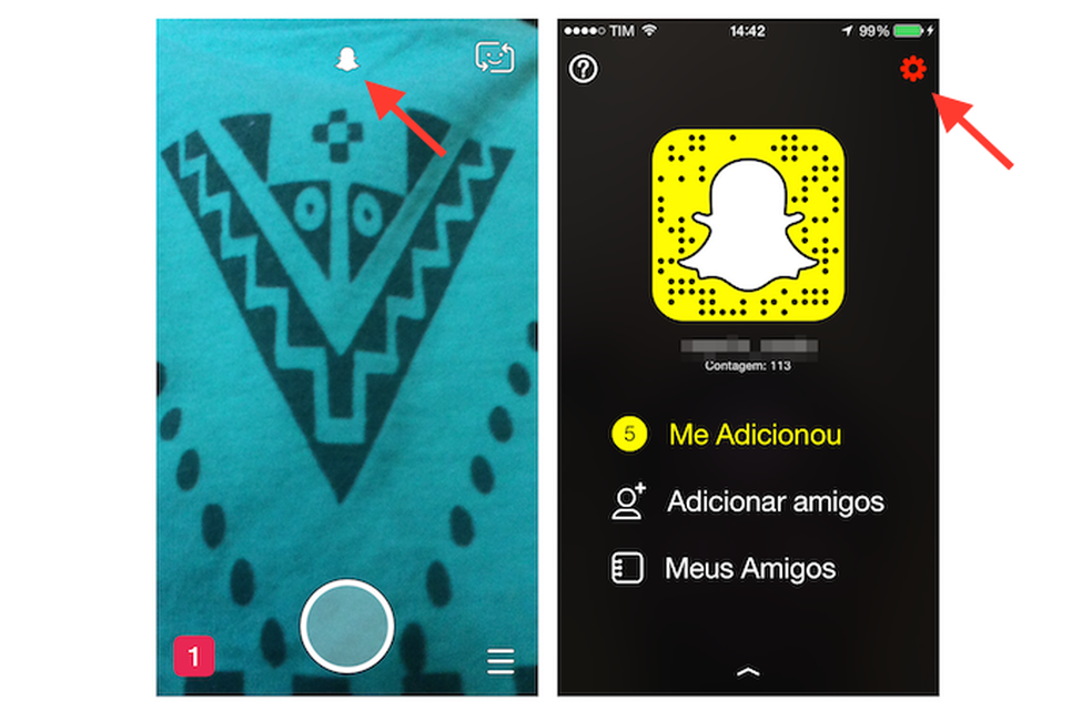 Acessando as configurações do Snapchat (Foto: Reprodução/Marvin Costa) — Foto: TechTudo