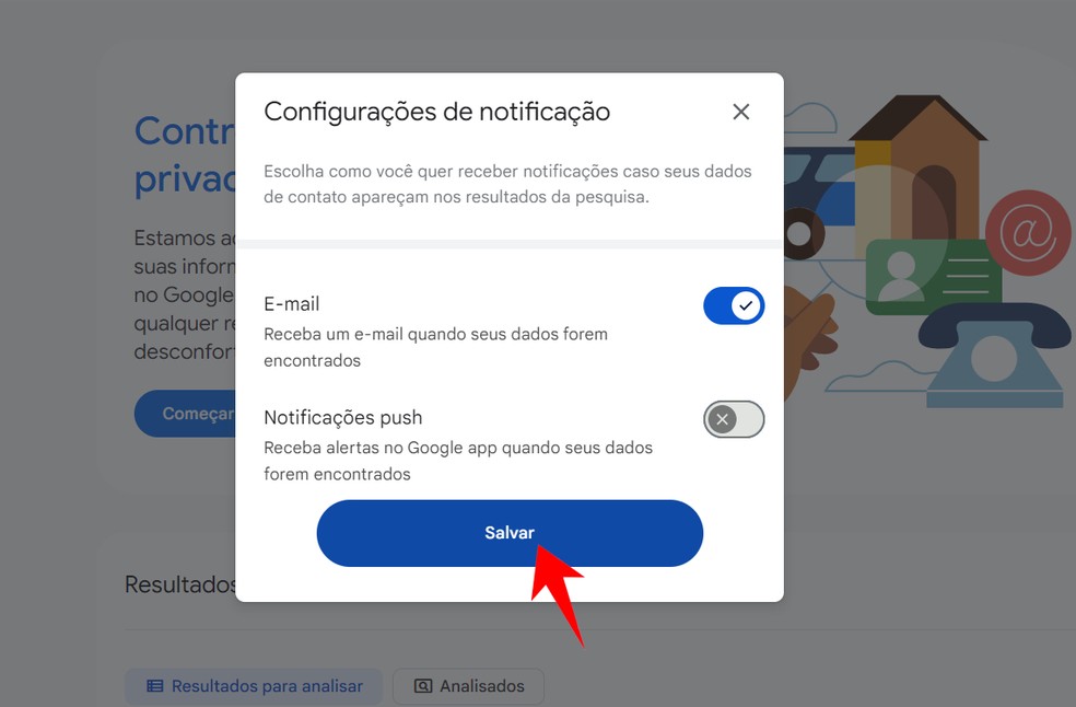 Confirme a ação para fazer pesquisa de dados pessoais nos resultados do Google — Foto: Reprodução/Rodrigo Fernandes