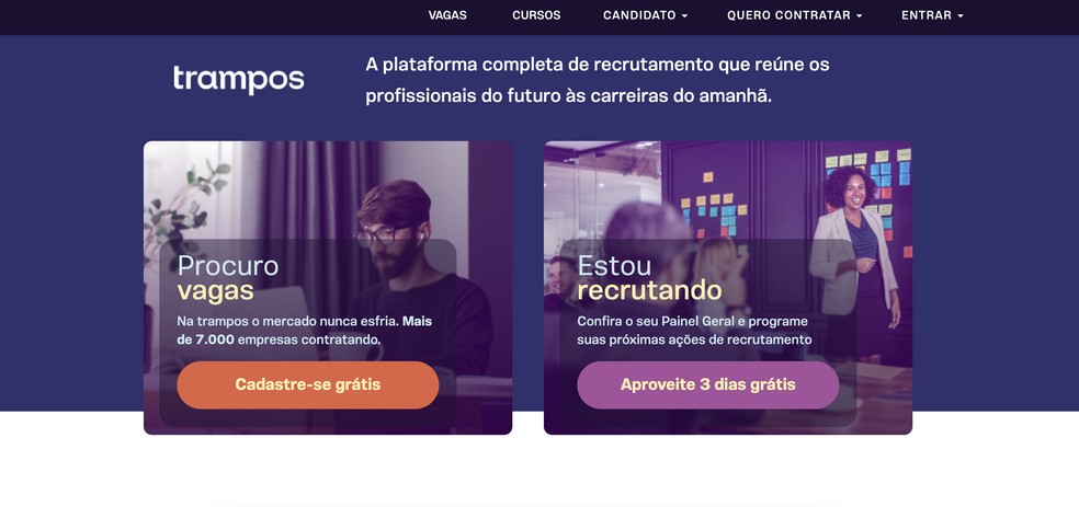 O Trampos está entre melhores sites de emprego — Foto: Reprodução/TechTudo