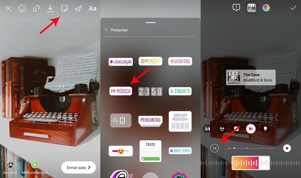 Truque com sticker de música permite aumentar duração da foto no Instagram Stories — Foto: Reprodução/Ana Letícia Loubak