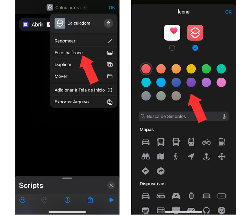 Truque do Atalhos permite disfarçar apps do iPhone (iOS) com novos ícones, cores e símbolos — Foto: Reprodução/Mariana Tralback
