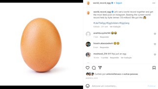 Foto de um ovo é a mais curtida do Instagram e, apesar de parecer uma postagem simples, na verdade, representava uma ação sobre saúde mental — Foto: Reprodução/Instagram