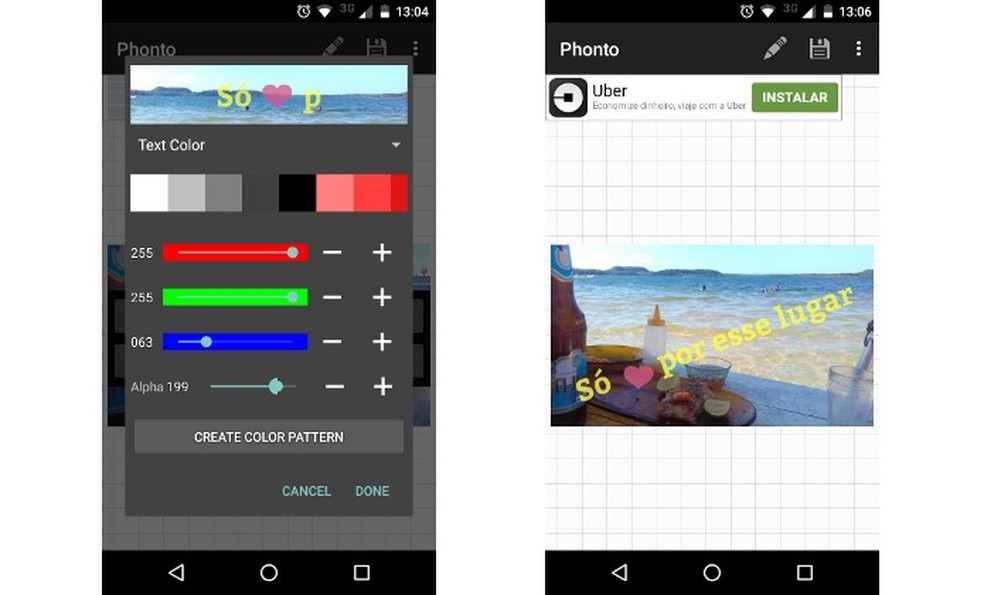 Phonto, app de escrever em fotos, tem versões para Android e iOS (Foto: Reprodução/Raquel Freire) — Foto: TechTudo