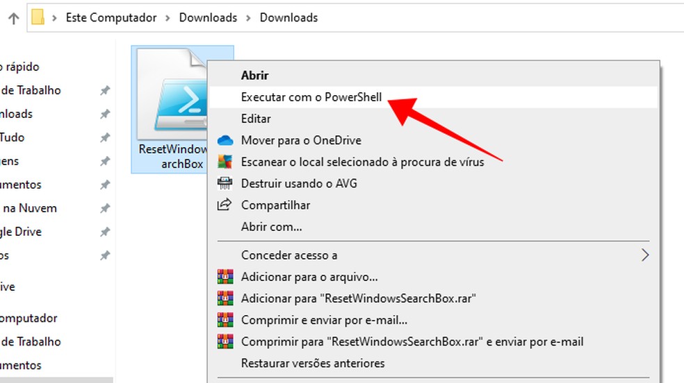 Execute o script com o PowerShell — Foto: Reprodução/Paulo Alves