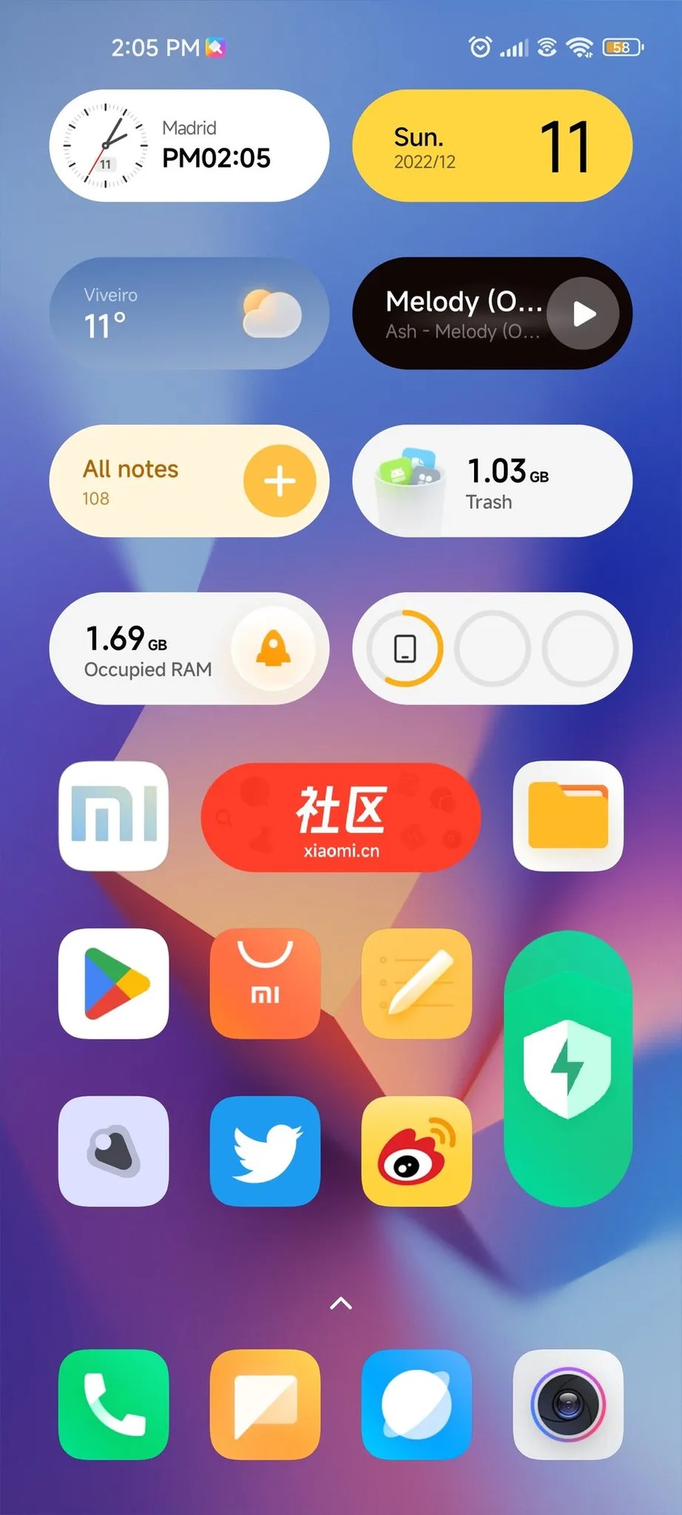 O MIUI 14 oferece maior variedade de widgets — Foto: Reprodução/My Smart Price