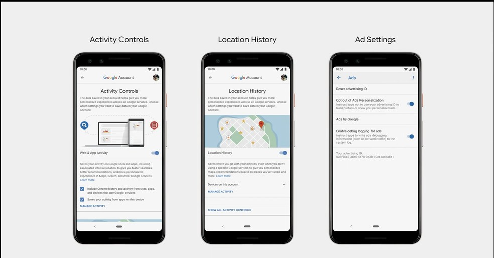 Android Q traz novas opções de privacidade, como quais apps têm acesso à localização — Foto: Divulgação/Google