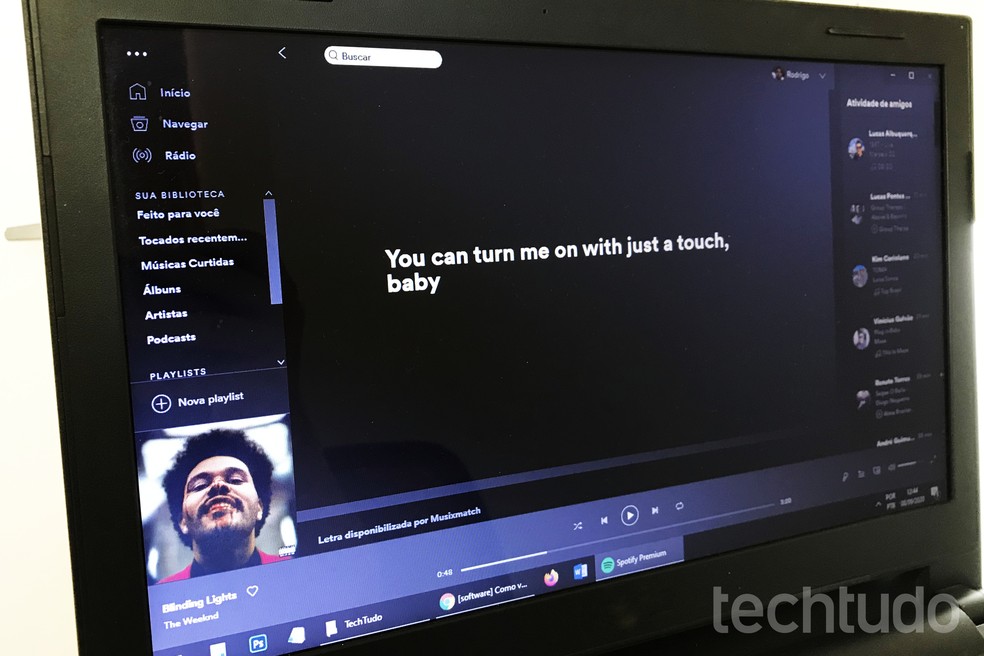 Spotify mostra a letra das músicas no programa para computador — Foto: Rodrigo Fernandes/TechTudo