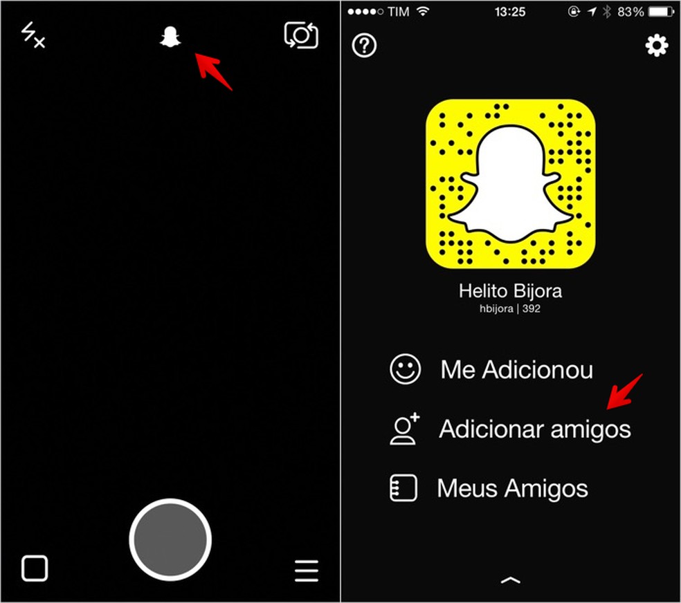 Adicionando amigos no Snapchat (Foto: Reprodução/Helito Bijora) — Foto: TechTudo