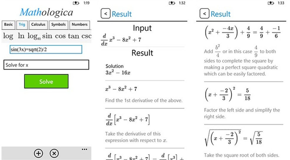 Mathologica é um aplicativo para Windows Phone capaz de realizar contas matemáticas (Foto: Divulgação/Windows Phone Store) — Foto: TechTudo