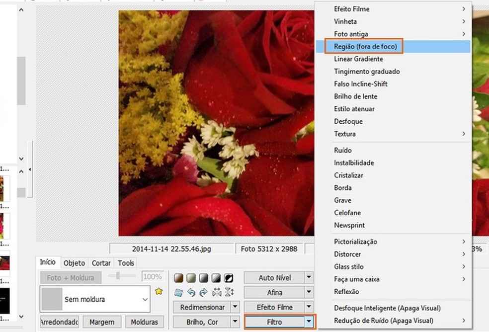 Selecione o filtro de Região fora de foco no PhotoScape (Foto: Reprodução/Barbara Mannara) — Foto: TechTudo