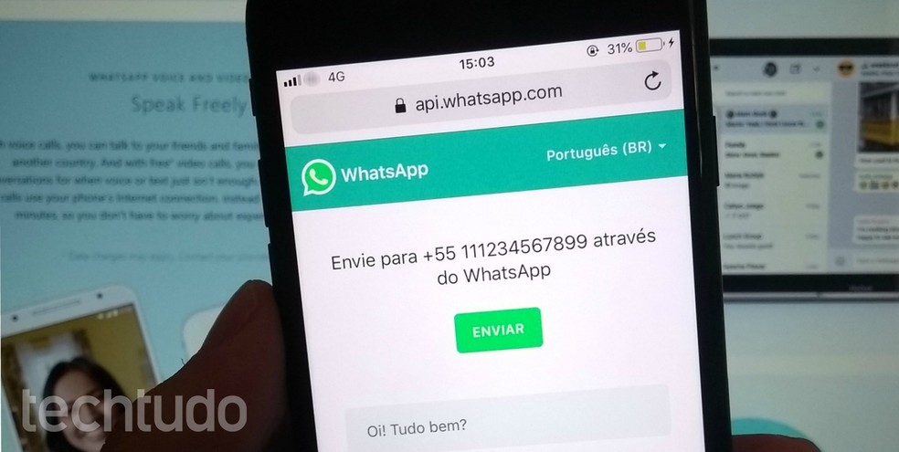 API do WhatsApp permite criar links diretos para iniciar conversas — Foto: Rodrigo Fernandes/TechTudo