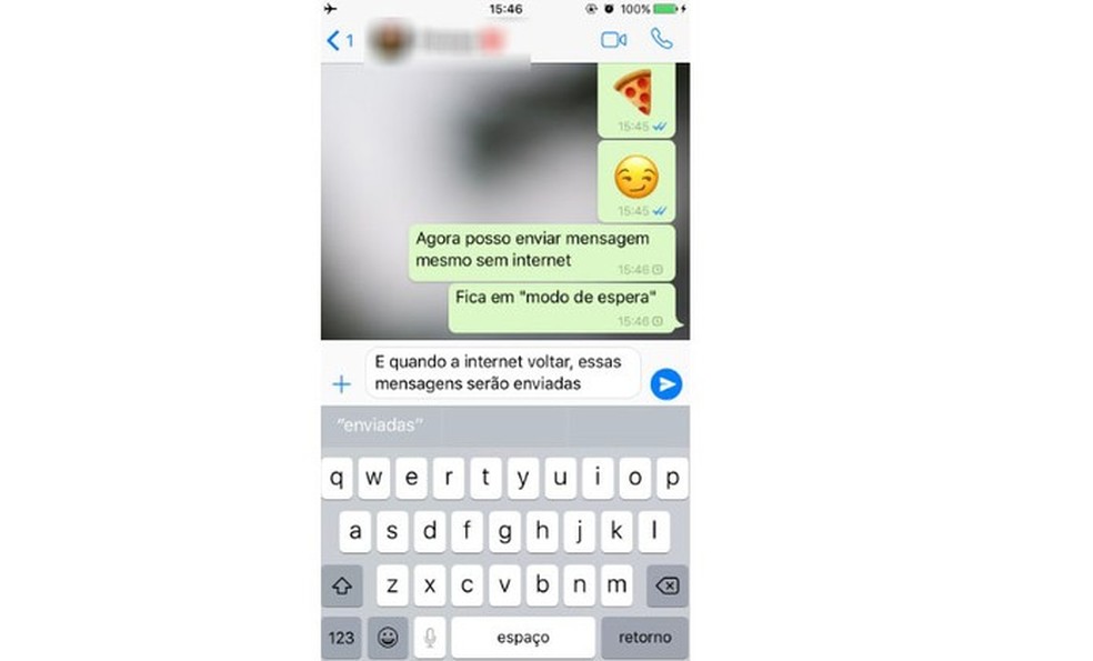 Usuários do iPhone podem enviar mensagens mesmo sem internet (Foto: Reprodução/Camila Peres) — Foto: TechTudo