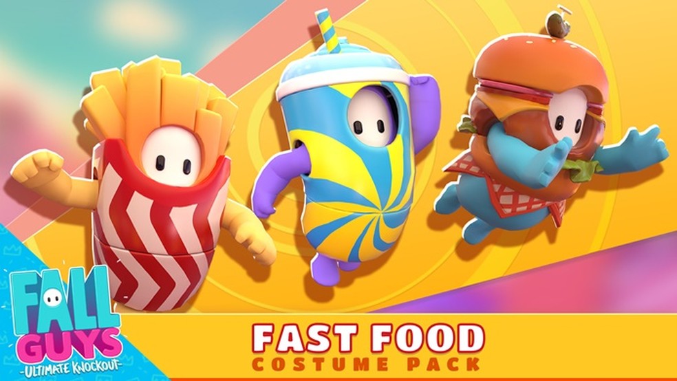 Conjunto de skins transforma personagens de Fall Guys em Fast Food — Foto: Divulgação/Fall Guys