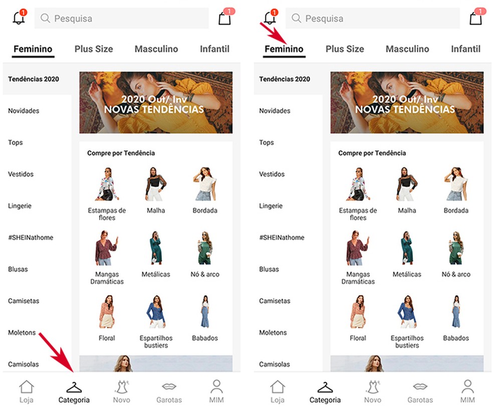 Shein: compras podem ser feitas na loja online — Foto: Reprodução/Marcela Franco